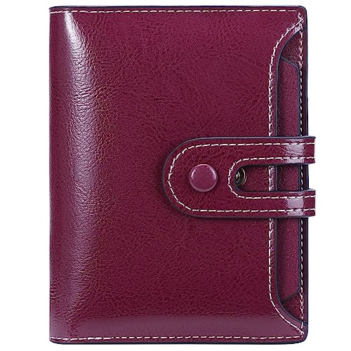 MsiDtsoy Damen Geldbörse Slim Klein Vintage Leder Geldbörsen Frauen Kreditkartenhalter RFID Brieftasche Leder Einfache Portmonee mit Mehreren Kartenfächern Fächern Geschenke für Damen,Purple von MsiDtsoy