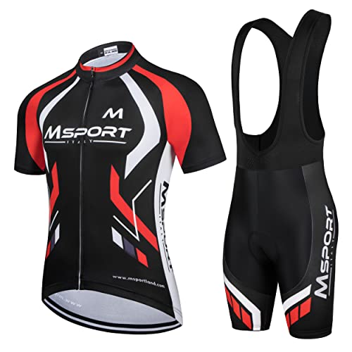 Fahrradbekleidung Set – Komplettanzug Radtrikot + Trägerhose mit 5D-Gel-Polsterung Antistoß - Msport 4 3XL von Msport