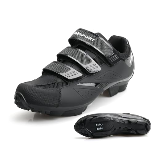 MTB Schuhe Herren/Damen Fahrradschuhe atmungsaktive rutschfeste Shimano SPD kompatibel - Schwarz 39 EU von Msport