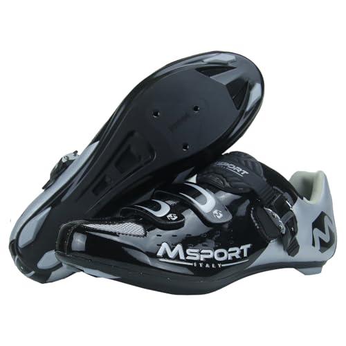 Msport Atmungsaktive Fahrradschuhe für Rennrad und Spinning für Herren und Damen Kompatibel mit Look-Pedalen - Schwarz 38 EU von Msport