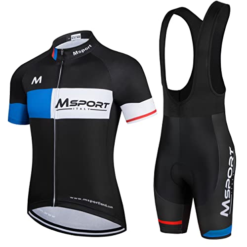 Msport Fahrradbekleidung Set – Komplettanzug Radtrikot + Trägerhose mit 5D-Gel-Polsterung Antistoß - A-03b 3XL von Msport