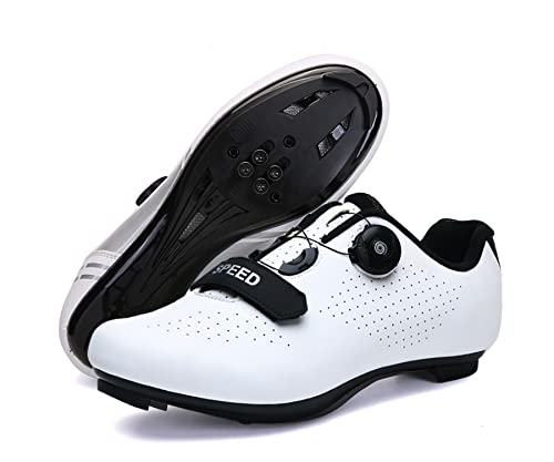 Radsportschuhe für Rennrad, atmungsaktiv, mit drehbarem Verschluss, Mod2 Weiß, 45 EU von Msport