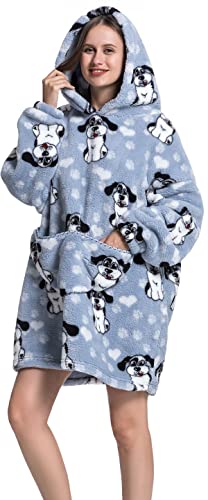 Msrlassn Übergroße Hoodie Decke Kapuzenpullover tragbare Decken Sweatshirt für Herren Damen mit riesiger Tasche Super Weich Warme Bequeme (Groß Ohr Hund) von Msrlassn