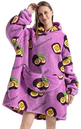 Msrlassn Übergroße Hoodie Decke Sweatshirt, Oversized Pullover Kapuzenpullover für Damen Herren Kapuzen Decken Sweatshirt mit riesiger Tasche Super Weich Warme Bequeme (Passionsfrucht) von Msrlassn