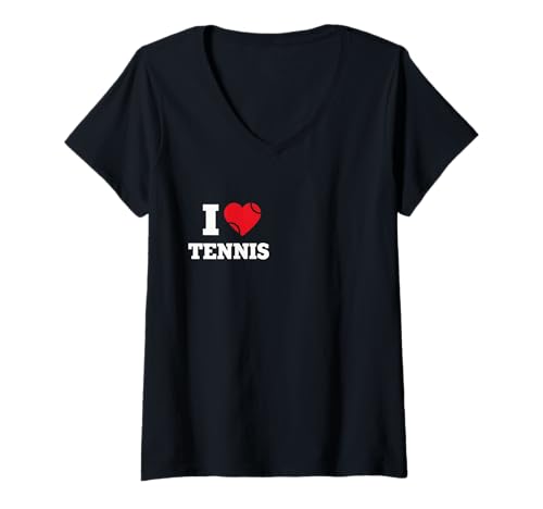 Damen Ich Liebe Tennis T-Shirt mit V-Ausschnitt Damen Ich Liebe Tennis T-Shirt mit V-Ausschnitt von Mten