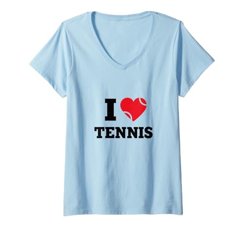 Damen Ich Liebe Tennis T-Shirt mit V-Ausschnitt Damen Ich Liebe Tennis T-Shirt mit V-Ausschnitt von Mten