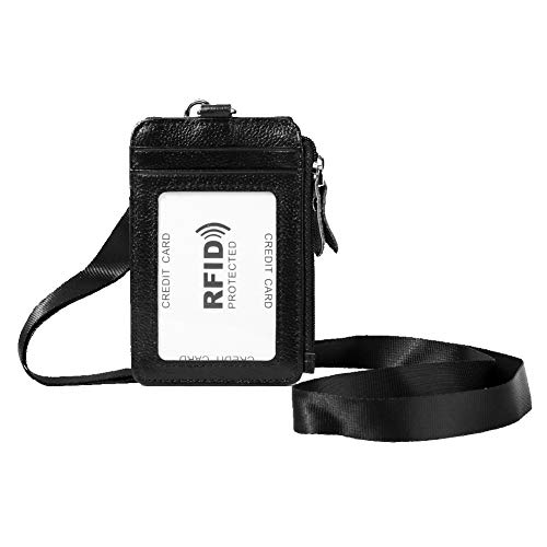 Mtlavish -Kartenhalter RFID Blocking ID Abzeichen Cowide Wallet mit Komfortables Gefühl klassisches Litchi -Muster und Anti -Diebstahl -Funktion für tägliche Verwendung schwarzer von Mtlavishness