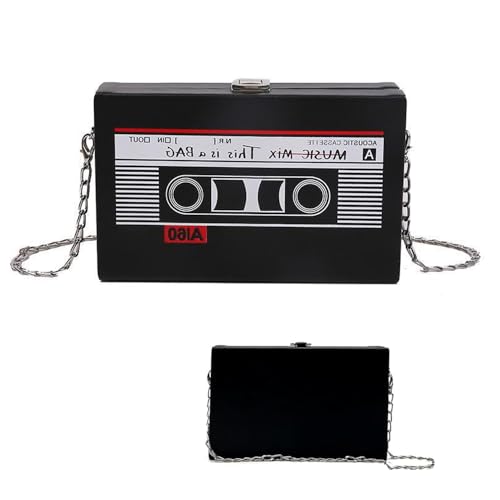 Mtlhbcg Kassette Handtasche Retro Umhängetasche Damen: Radio Handtasche Schräge Schultertasche,Tasche Kassetten Schultertasche,90s Kettenbeutel für 80er 90er Jahre Disco Party Dekoration- Schwarz Mtlhbcg Kassette Handtasche Retro Umhängetasche Damen: Radio Handtasche Schräge Schultertasche,Tasche Kassetten Schultertasche,90s Kettenbeutel für 80er 90er Jahre Disco Party Dekoration- Schwarz von Mtlhbcg