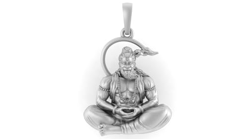 Sterling Silber (92,5% Reinheit) Gott Hanuman Anhänger für Männer & Frauen Reines Silber Lord Bajrang Bali Medaillon für gute Gesundheit & Reichtum - AMZ 408, klein, Sterling Silber von Mtrolls