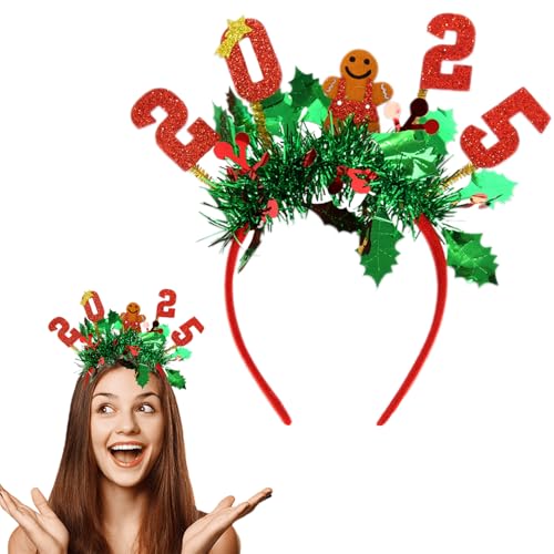 Mtruil Weihnachts-Stirnbänder mit Lebkuchenmann-Motiv, rote Weihnachts-Haarreifen für Damen (Xmas-Serie, 1 Stück) von Mtruil