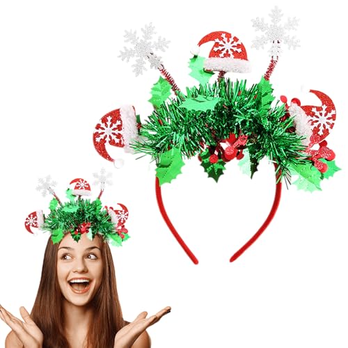 Mtruil Weihnachts-Stirnbänder mit grünem Glitzer, Weihnachtsbaum-Stirnband mit Weihnachtsmütze, Schneeflocken-Design, roter Weihnachts-Haarreifen, Weihnachts-Stirnbänder für Frauen (Xmas-Serie, 1 Mtruil Weihnachts-Stirnbänder mit grünem Glitzer, Weihnachtsbaum-Stirnband mit Weihnachtsmütze, Schneeflocken-Design, roter Weihnachts-Haarreifen, Weihnachts-Stirnbänder für Frauen (Xmas-Serie, 1 von Mtruil