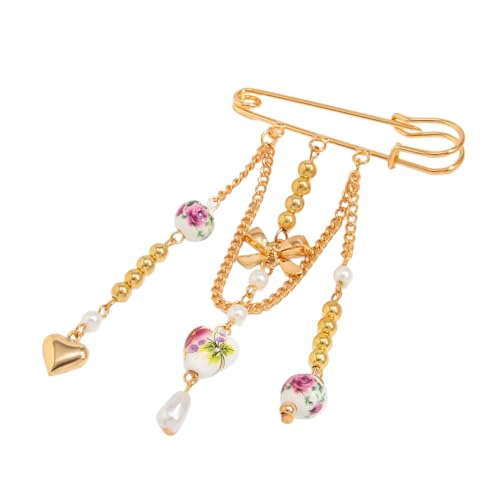 Elegante Fringe Herzförmige Brosche Mit Bowknot Und Perlen Akzenten Vielseitiger Brosche Pin Schmuck Für Frauen. von Mtucegi