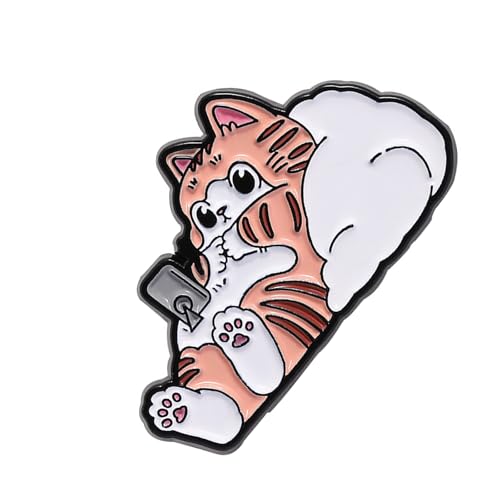 Katzenbrosche Pin Legierung Accessoire Für Jackets Taschen Hüte Für Enthusiasten Lustige Orangen Katzenbrosche Brosche von Mtucegi