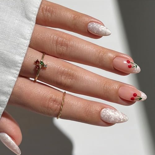 Künstliche Nägel zum Aufdrücken, Mandelform, glänzend, zum Aufkleben, natürlich, volle Abdeckung, Acrylkleber, Acrylkleber, Nägel für Damen, transparent von Mtucegi