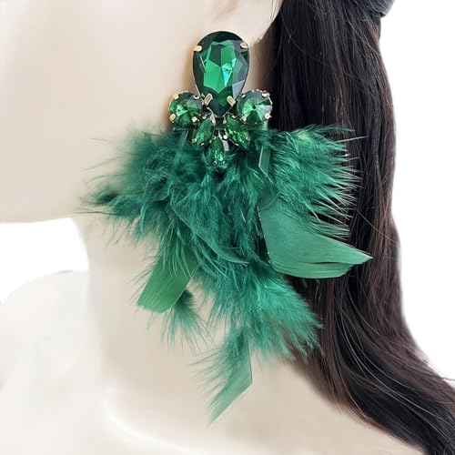 Lang Gefiederte Drop Ohrringe Leicht Hypoallergenisch Legierte Ohrzubehör Für Tägliche Kleidung Abendparty Handgefertigtes Federohr Accessoires von Mtucegi