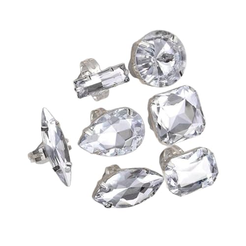 Mtucegi 7pcs Sparkling Water Drop Kristallringe Sammlung Anpassbare Eröffnungslegierungszubehör Für Abendversstress Statement Sammlung von Mtucegi