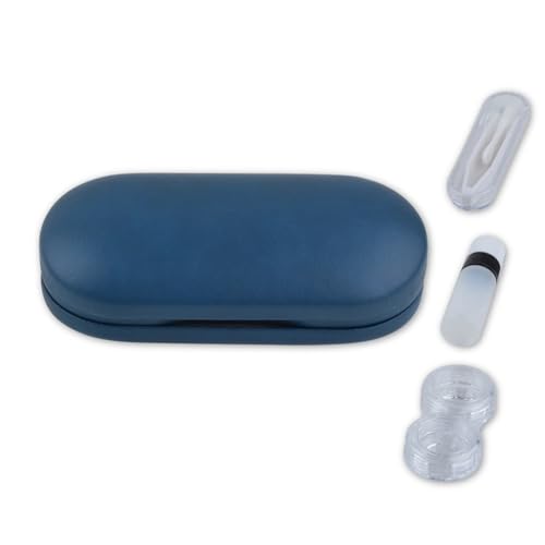 Mtucegi Contacts Lenes Box Set PU-Komponenten Linsenbox mit verspiegelten Multifunktionskontakten Etui für Augenlinsenhalter Frauen Mädchen, blau von Mtucegi