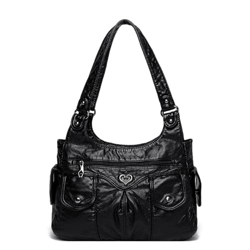 Mtucegi Elegante Frauen PU Leder Satchel Umhängetasche Für Mit Nietverzierung Und Reichlich Aufbewahrung Unterarmter Geldbeutel Tägliche Bedürfnisse Der Punk Handtasche von Mtucegi