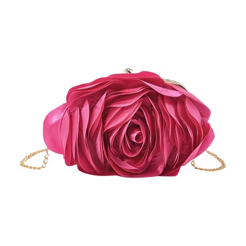 Mtucegi Frauen Elegante Rosenblumen Satins Abendkupplungsbeutel Mit Abnehmbarer Kette Für Hochzeitsfeiern Event Handtasche Geldbörse Abnehmbare Kette Geld von Mtucegi