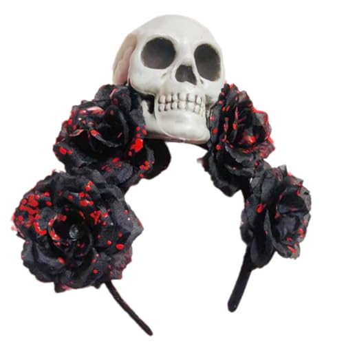 Mtucegi Halloween Braut Teufel Spitze Stirnband Dunkelblut für Karneval Party Handgefertigtes Tag der Toten Kostüm Teufel Kopfbedeckung von Mtucegi