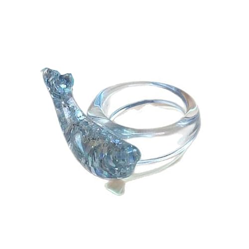 Mtucegi Schimmernde Harzdelphinringe Mit Stilvollem Finish Und Ergonomischem Band Finger Accessoire Perfekt Für Modische Outfits Exklusiver Sektring von Mtucegi
