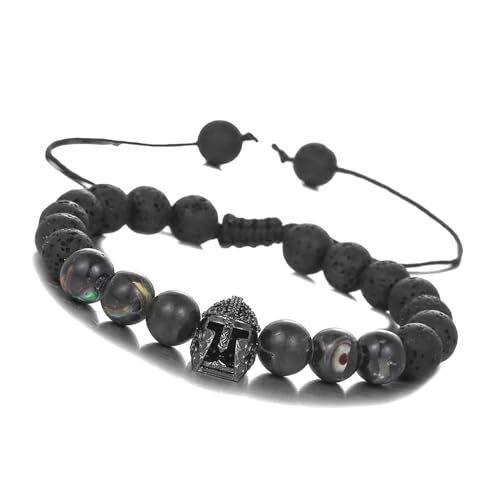 Mtucegi Steinarmband Helme Perlen Männer Einstellbar Gewebte Zirkontextur Perfekt Für Cosplay Unisex Mode Armband von Mtucegi