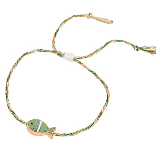 Mtucegi Verstellbar Geflochtene Fischchrazelband Mit Legierungsöl Drop Anhänger Für Frauen Leichtes Stilvolles Schmuckgeschenk Künstlerisch Gewebte Handkette Accessoire von Mtucegi