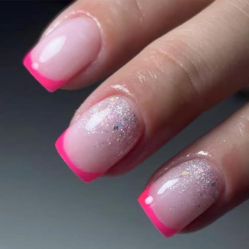 Press on Nails Rose Kleber auf Nägel, Glitzer, UVS-Finish, künstlicher Acryl-Kunstnagel für Frauen und Mädchen, künstliche Rose mit Design von Mtucegi