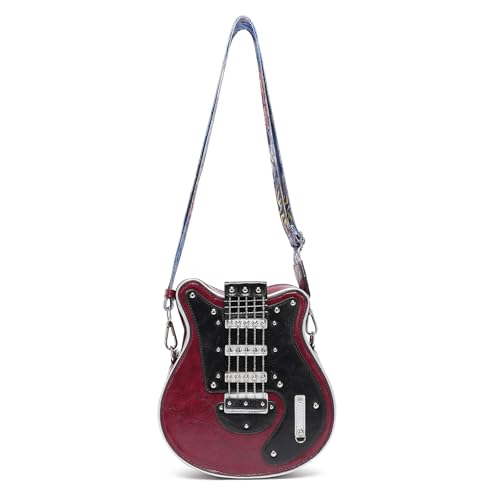 Stylish Gitarre Geformte PU Leder Crossbody Tasche Freizeitöckertaschen Satchel Geldbeutel Für Musikliebhaber Und Reisende Student Crossbody Tasche von Mtucegi