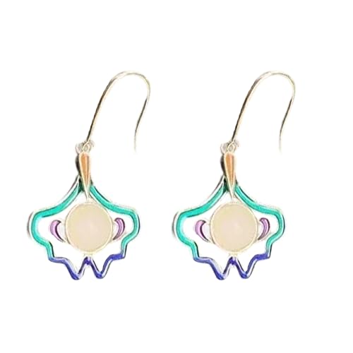 Zarte Fließende Fransenohr Dekore Silbertonlegierungsmaterialien Raffiniertes Design Ideal Für Erbe Themenversammlungen Fan Geformte Bambusblattohrringe von Mtucegi