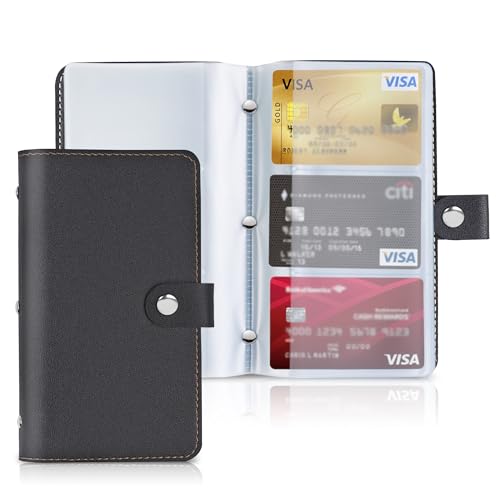 Mtzmy PU-Leder Visitenkartenmappe für 96 Karten Ideal für Büro und Praxis Visitenkartenbuch Kundenkarten Kreditkarten(1-Black) von Mtzmy