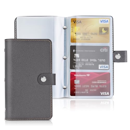 Mtzmy PU-Leder Visitenkartenmappe für 96 Karten Ideal für Büro und Praxis Visitenkartenbuch Kundenkarten Kreditkarten(1-Grey) von Mtzmy