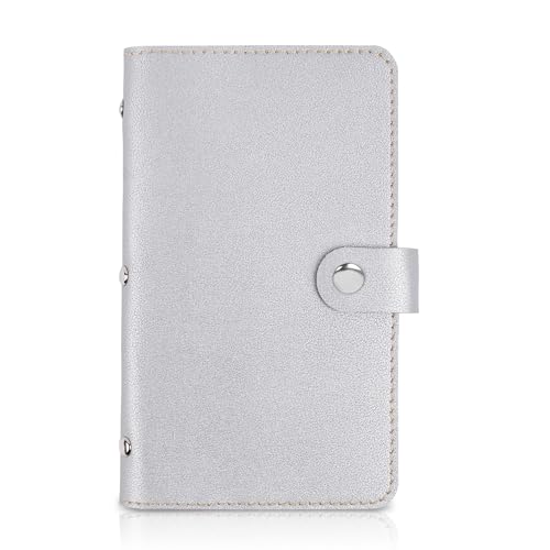Mtzmy PU-Leder Visitenkartenmappe für 96 Karten Ideal für Büro und Praxis Visitenkartenbuch Kundenkarten Kreditkarten(1-Silver) von Mtzmy