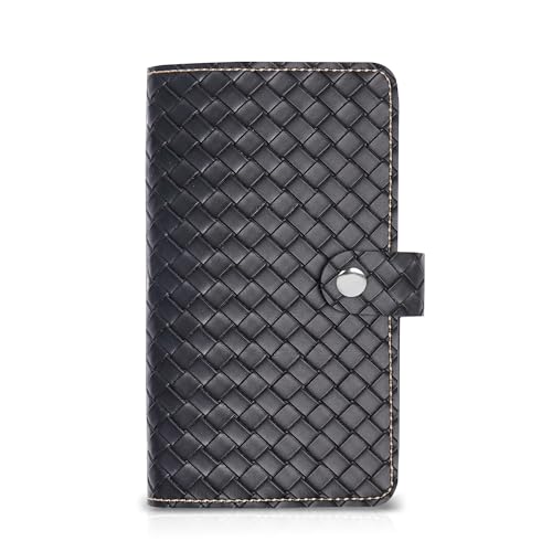 Mtzmy PU-Leder Visitenkartenmappe für 96 Karten Ideal für Büro und Praxis Visitenkartenbuch Kundenkarten Kreditkarten(1-Woven Black) von Mtzmy