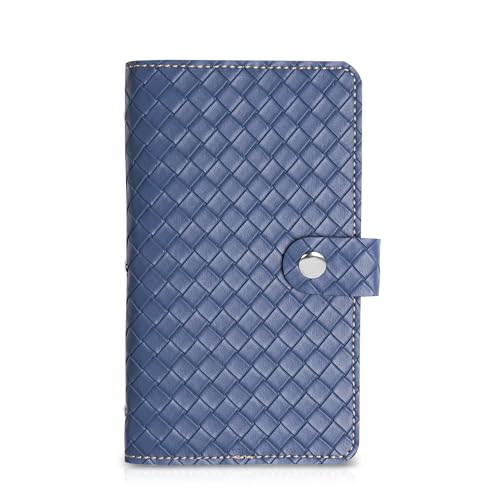 Mtzmy PU-Leder Visitenkartenmappe für 96 Karten Ideal für Büro und Praxis Visitenkartenbuch Kundenkarten Kreditkarten(1-Woven Blue) von Mtzmy