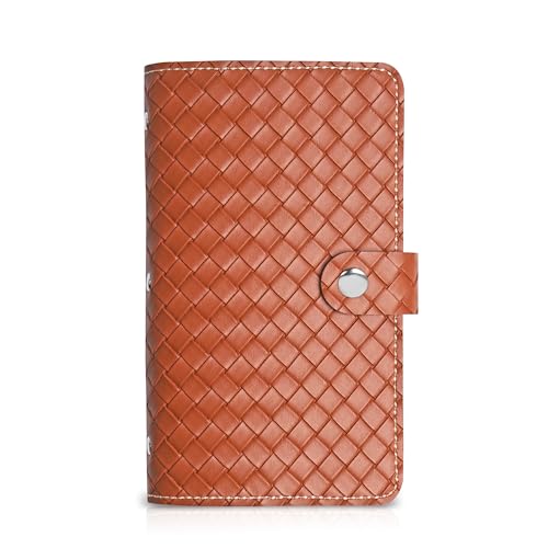 Mtzmy PU-Leder Visitenkartenmappe für 96 Karten Ideal für Büro und Praxis Visitenkartenbuch Kundenkarten Kreditkarten(1-Woven Brown) von Mtzmy