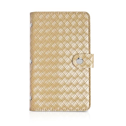 Mtzmy PU-Leder Visitenkartenmappe für 96 Karten Ideal für Büro und Praxis Visitenkartenbuch Kundenkarten Kreditkarten(1-Woven Gold) von Mtzmy