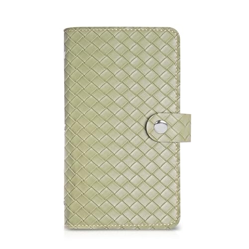 Mtzmy PU-Leder Visitenkartenmappe für 96 Karten Ideal für Büro und Praxis Visitenkartenbuch Kundenkarten Kreditkarten(1-Woven Green) von Mtzmy