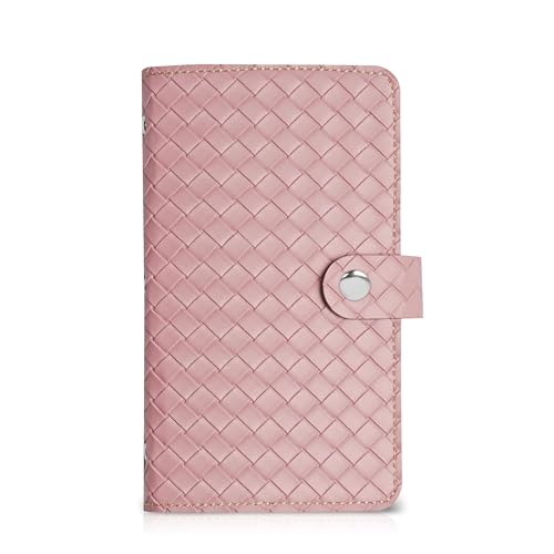 Mtzmy PU-Leder Visitenkartenmappe für 96 Karten Ideal für Büro und Praxis Visitenkartenbuch Kundenkarten Kreditkarten(1-Woven Pink) von Mtzmy