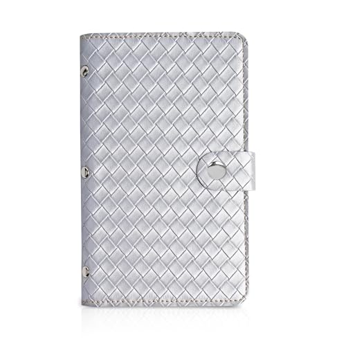 Mtzmy PU-Leder Visitenkartenmappe für 96 Karten Ideal für Büro und Praxis Visitenkartenbuch Kundenkarten Kreditkarten(1-Woven Silver) von Mtzmy
