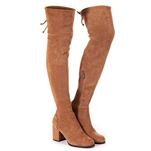 Mtzyoa Frauen Overknee-Stiefel Oberschenkel Hohe Wildleder Schnüren Blockabsatz Stretch OTK Spitze Zehe, Brauner Schnürschuh, 38.5 EU Mtzyoa Frauen Overknee-Stiefel Oberschenkel Hohe Wildleder Schnüren Blockabsatz Stretch OTK Spitze Zehe, Brauner Schnürschuh, 38.5 EU von Mtzyoa