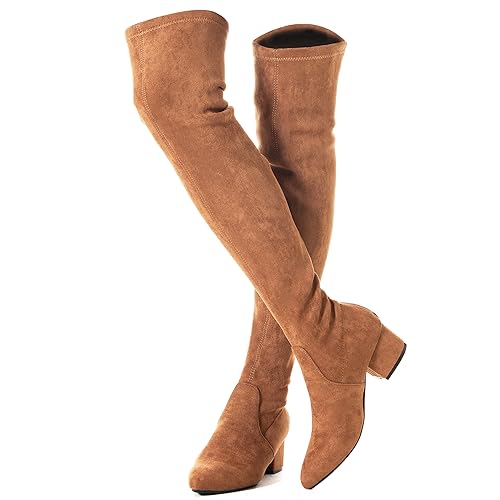 Mtzyoa Oberschenkel High Block Heel Stiefel Frauen Spitze Zehe Stretch über das Knie Stiefel, Braun/5,1 cm Absatz, 41 EU Mtzyoa Oberschenkel High Block Heel Stiefel Frauen Spitze Zehe Stretch über das Knie Stiefel, Braun/5,1 cm Absatz, 41 EU von Mtzyoa