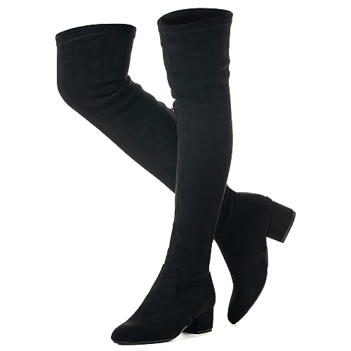 Mtzyoa Oberschenkel High Block Heel Stiefel Frauen Spitze Zehe Stretch über das Knie Stiefel, Schwarz/5,1 cm Absatz, 41 EU Mtzyoa Oberschenkel High Block Heel Stiefel Frauen Spitze Zehe Stretch über das Knie Stiefel, Schwarz/5,1 cm Absatz, 41 EU von Mtzyoa