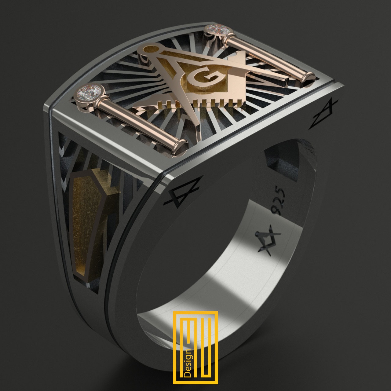 Freimaurerring Aus Roségold Mit Diamanten Freimaurerring Aus Roségold Mit Diamanten von MuDesignJewelry