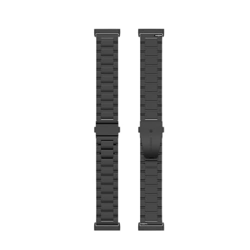 MuSheng Kompatibel mit FitbitVersa 4/3/Sense 2/Sense Three Beads Solid Metal Watch Band Ohne Handy (Black, One Size) von MuSheng