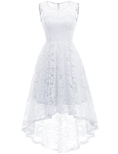 MuaDress Abendkleid Lang Elegant für Hochzeit Konfirmationskleid Jugendweihe Kleider Ballkleider Hochzeitsgäste Weiß XS von MuaDress