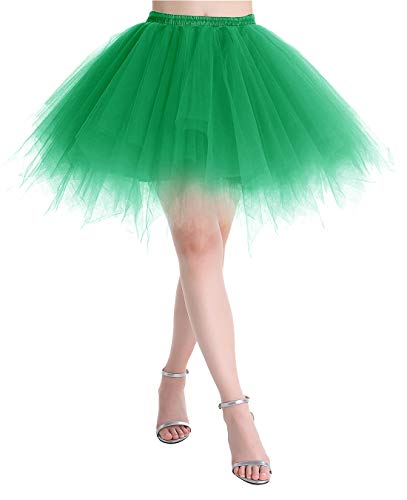 MuaDress Tüllrock Petticoat Kurz Tutu Minirock Retro Unterrock Ballet Tanzkleid Grün L von MuaDress