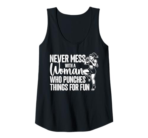Damen Never Mess with A Woman Who Punches Things for Fun Tank Top Damen Never Mess with A Woman Who Punches Things for Fun Tank Top von Muay Thai Design Thailand MMA