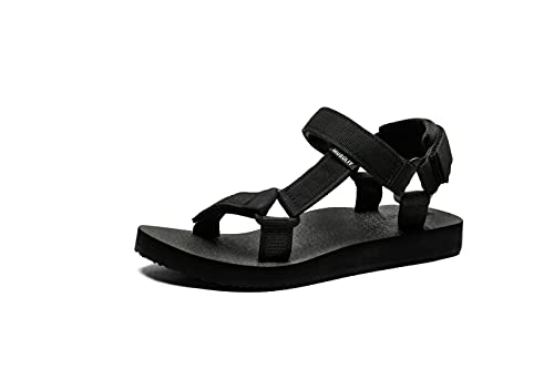 Muboliy Damen Sandalen Casual Sommer Wasser Sandalen mit Fußgewölbeunterstützung Yogamatte Einlegesohle Outdoor Watbare Sandalen, Schwarz 2, 39 EU von Muboliy