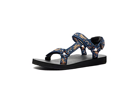 Muboliy Damen Sandalen Casual Sommer Wasser Sandalen mit Fußgewölbeunterstützung Yogamatte Einlegesohle Outdoor Watbare Sandalen, Sun/Moon Blue, 42 EU von Muboliy